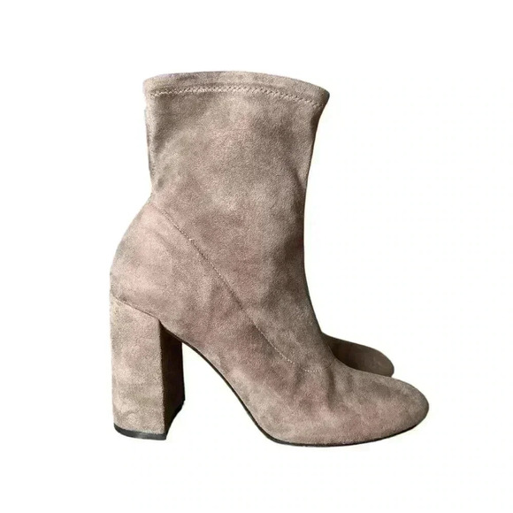 BCBGeneration Lilianna Ankle Sock Bootie Taupe Stretch Suede Womens Size 7.5 - Picture 1 of 6
